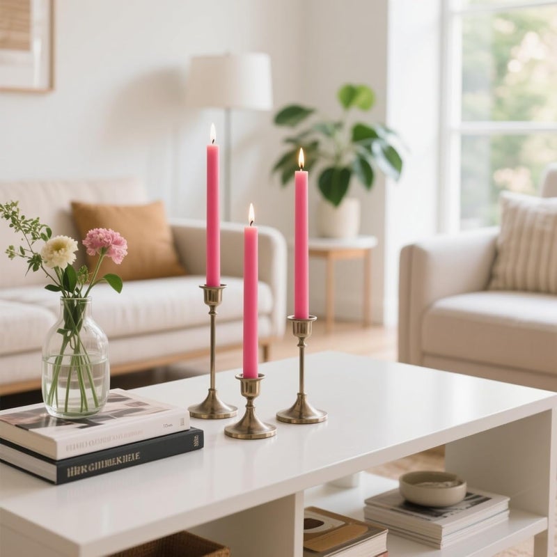 Sihuida 12-Pack Hot Pink Taper Candles, 10 Inch Unscented Dripless Candlesticks, Long-Lasting Burn Time of 7-8 Hours, Perfect for Home Décor Wedding Dinner - Image 2